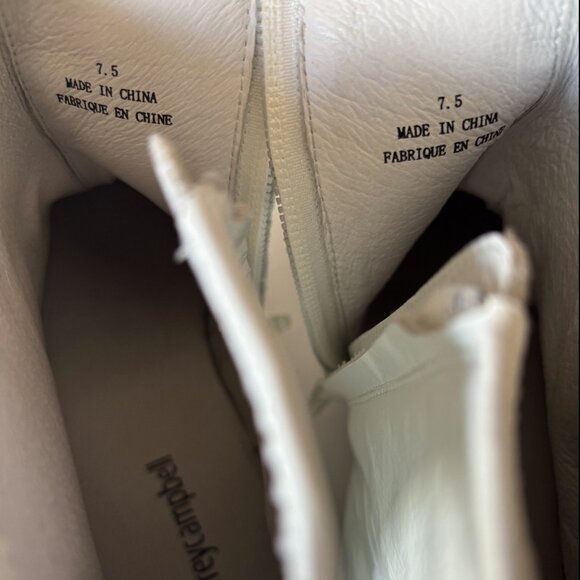 Jeffree Campbell Size 7.5 Patent White Ankle Boot Zipper Black Sole Gretta - Picture 9 of 12